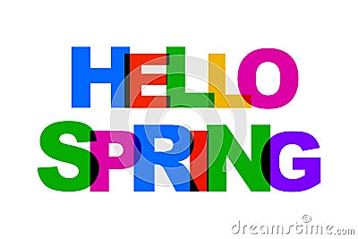 Hello Spring colorful overlapping letters icon â€“ vector Stock Photo